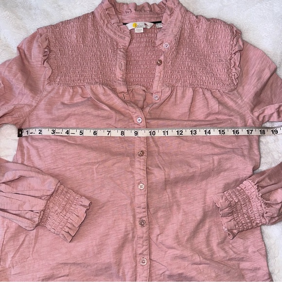 Boden Blush Pink Smocked Yoke Jersey Knit Top Size 6 - Picture 12 of 13